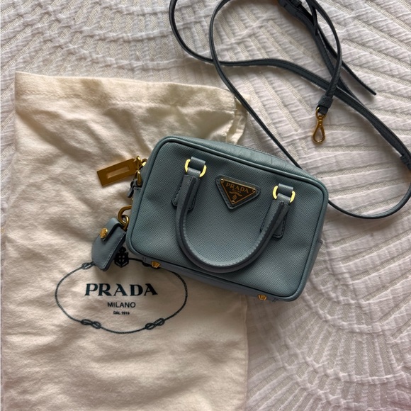 Prada Blue Saffiano Mini Bag - Picture 2 of 8